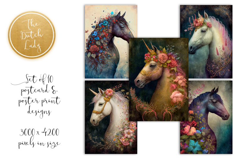 horses-amp-unicorn-postcard-art-prints