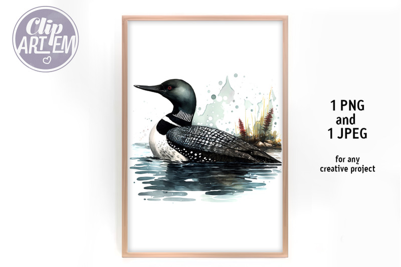 watercolor-loon-painting-png-and-jpeg-images-illustration-wall-art