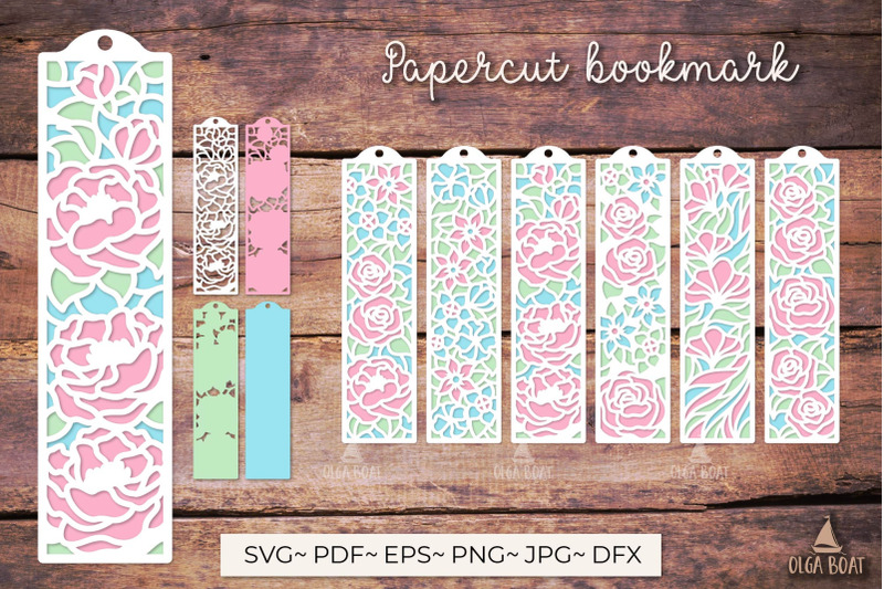 flower-bookmarks-layered-template-svg
