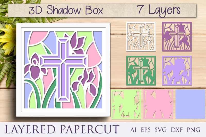 cross-with-flowers-shadow-box-3d-layered-template
