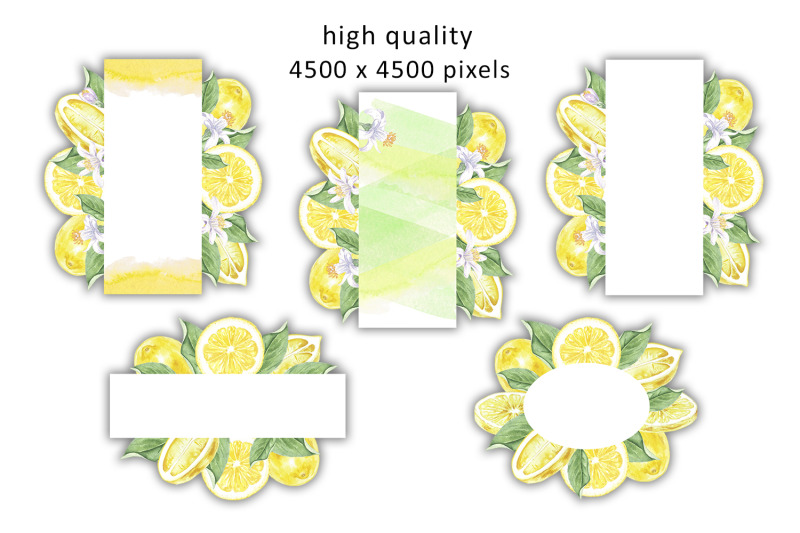 watercolor-frame-lemon-citrus-fruit-png