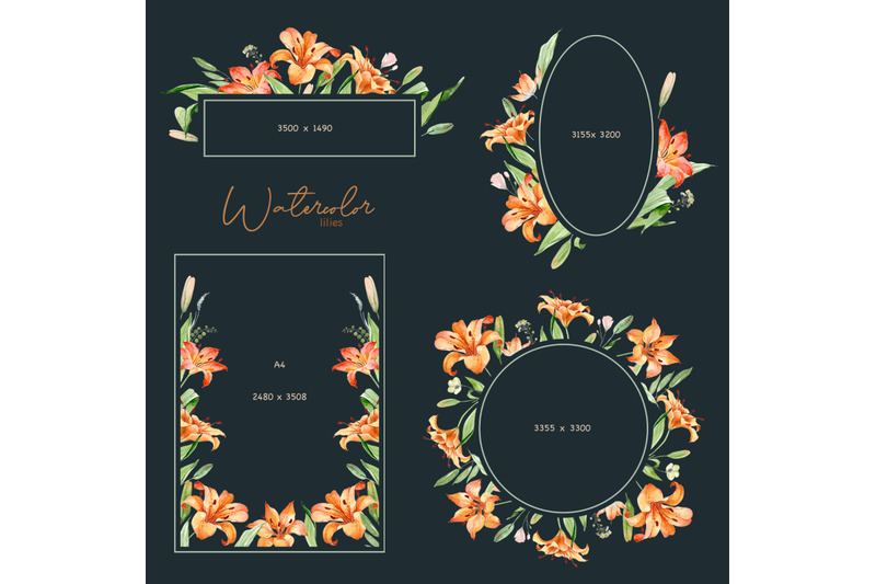 watercolor-lilies-arrangement-png-clipart-floral-digital-frames