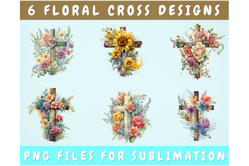 floral-cross-sublimation-designs-bundle-6-designs-cross-clipart