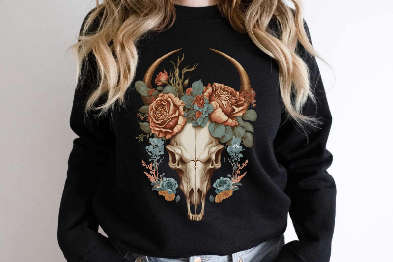 floral-boho-bull-skull-clipart-sublimation