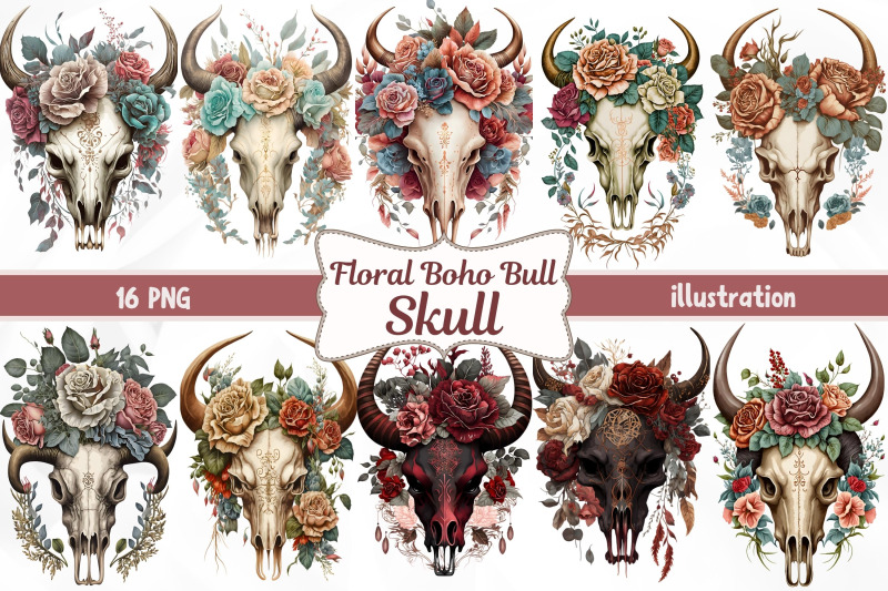 floral-boho-bull-skull-clipart-sublimation