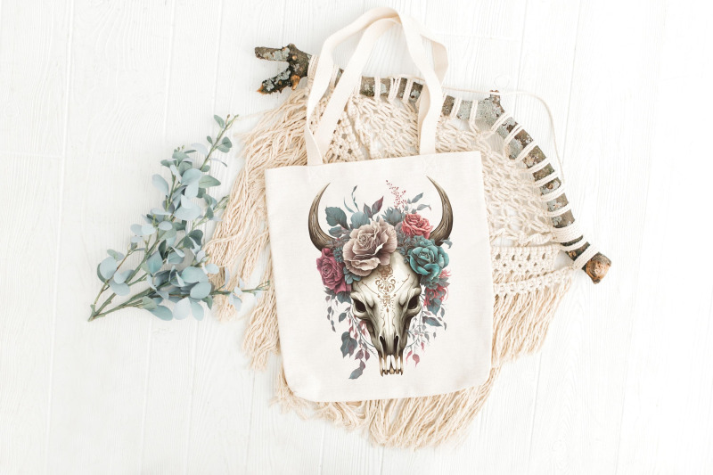 floral-boho-bull-skull-clipart-sublimation