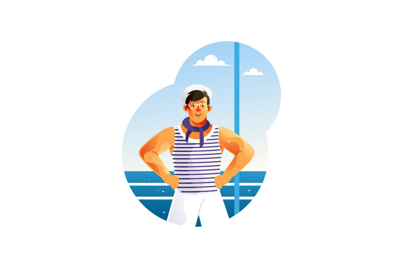 young-sailors-on-a-ship-vector-illustration