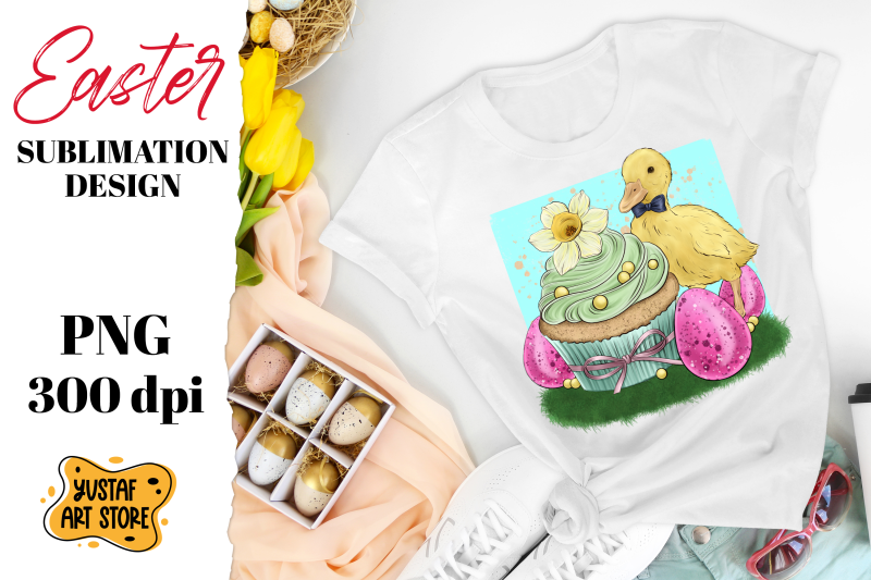 spring-cupcake-and-cute-duck-easter-sublimation-design-png