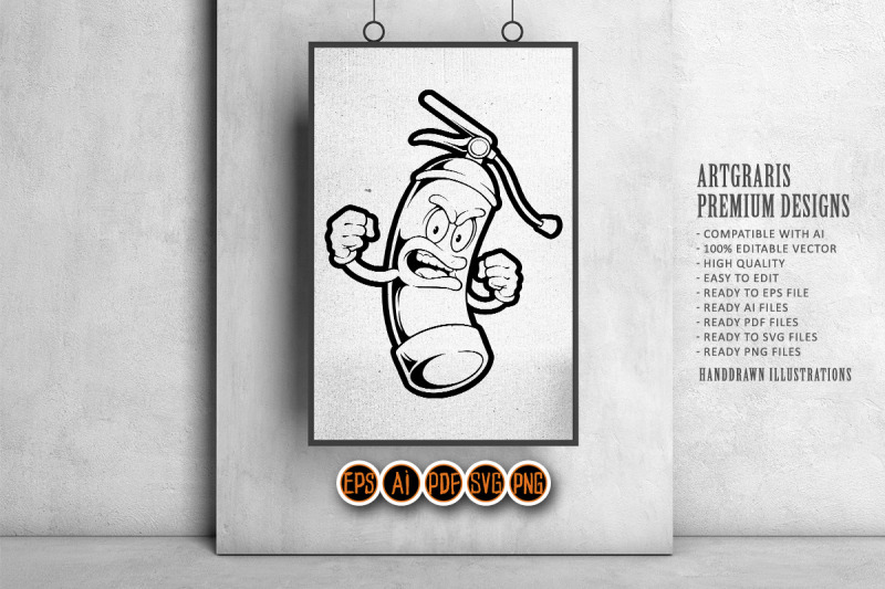 funny-cool-fire-extinguisher-logo-illustrations-monochrome