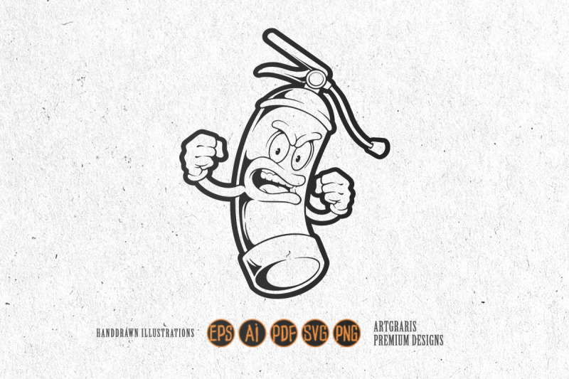 funny-cool-fire-extinguisher-logo-illustrations-monochrome