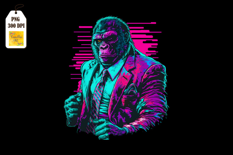 synthwave-retro-gangster-gorilla-2