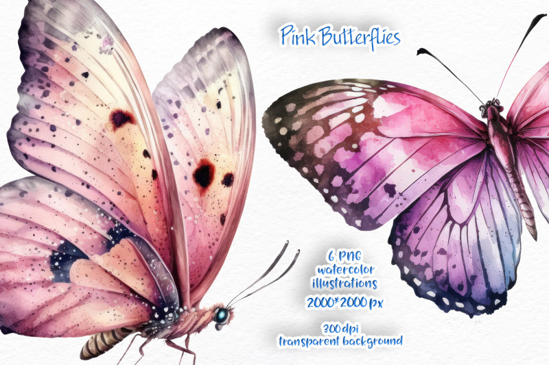 pink-butterflies-watercolor-illustrations