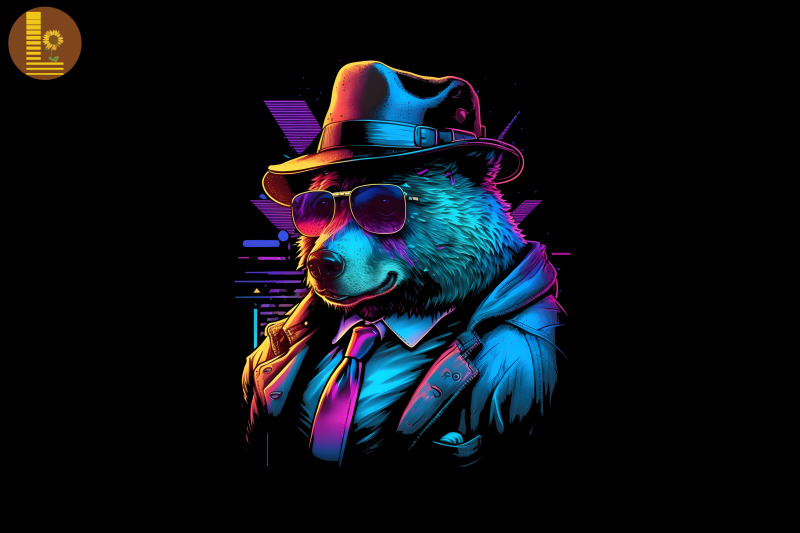 synthwave-retro-gangster-bear