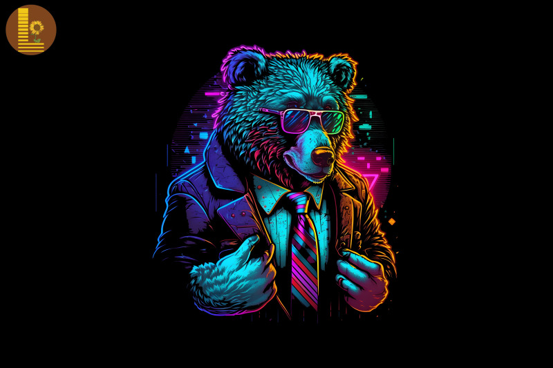 synthwave-retro-gangster-bear-2