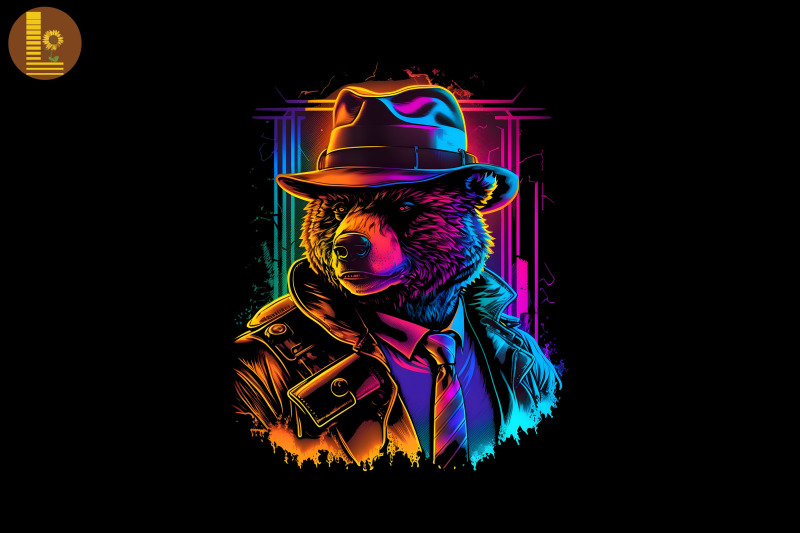 synthwave-retro-gangster-bear-4