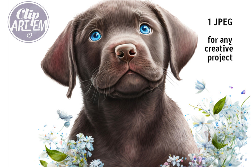 chocolate-labrador-puppy-floral-painting-wall-art-jpeg-digital-image