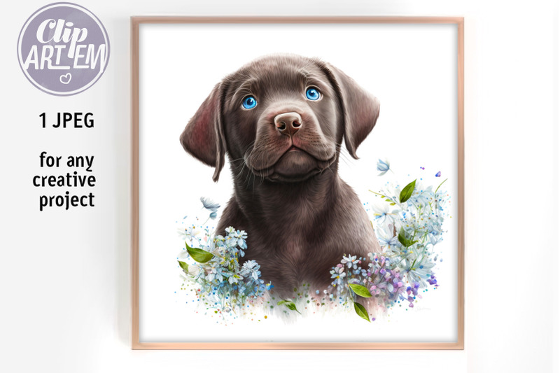chocolate-labrador-puppy-floral-painting-wall-art-jpeg-digital-image