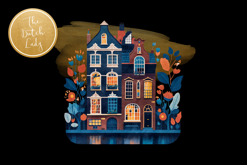 amsterdam-canal-house-clipart-set