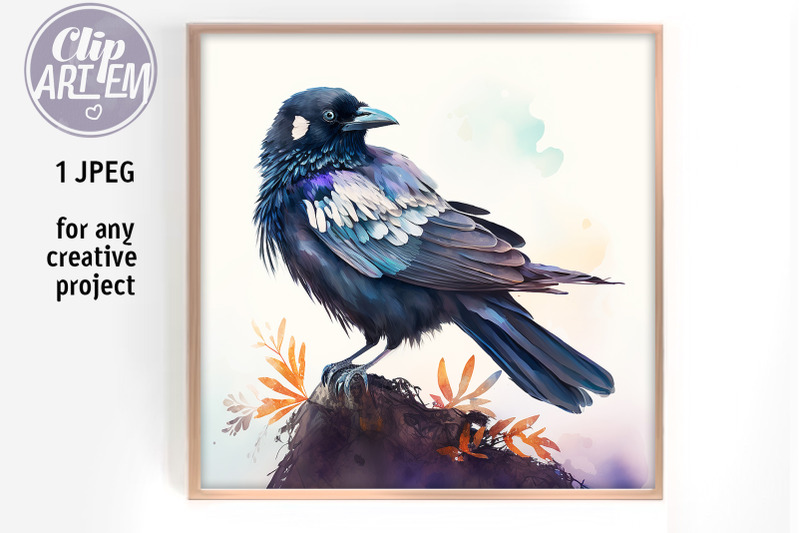 beautiful-crow-raven-digital-print-wall-decor-illustration-watercolor