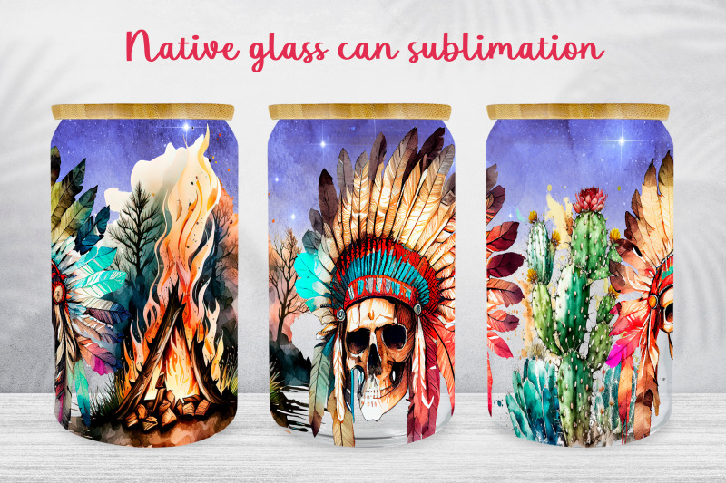 native-american-glass-can-wrap-boho-libbey-can-sublimation