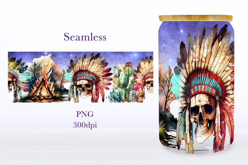 native-american-glass-can-wrap-boho-libbey-can-sublimation