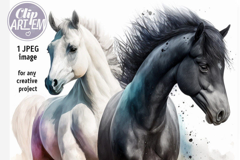 black-and-white-horse-digital-jpeg-image-wall-art-painting-picture