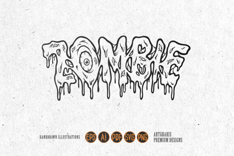 dripping-zombie-eye-word-lettering-horror-style-outline