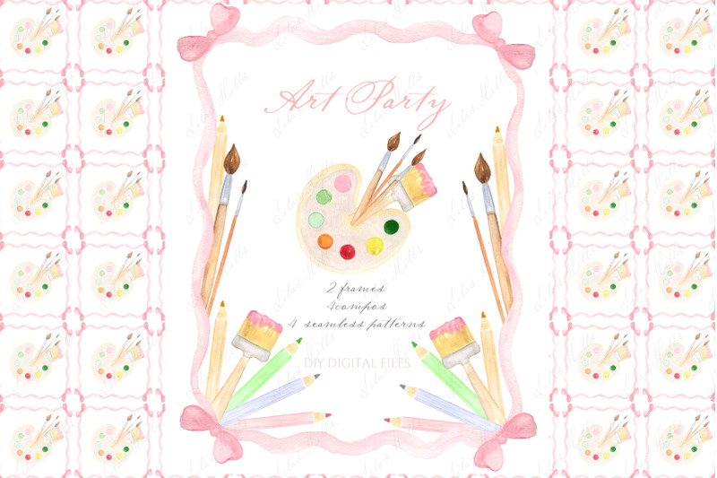 art-birthday-party-watercolor-clipart-diy