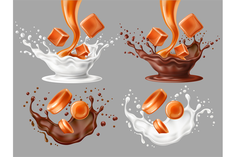 melt-caramel-splashes-realistic-toffees-pieces-with-milk-and-chocolat