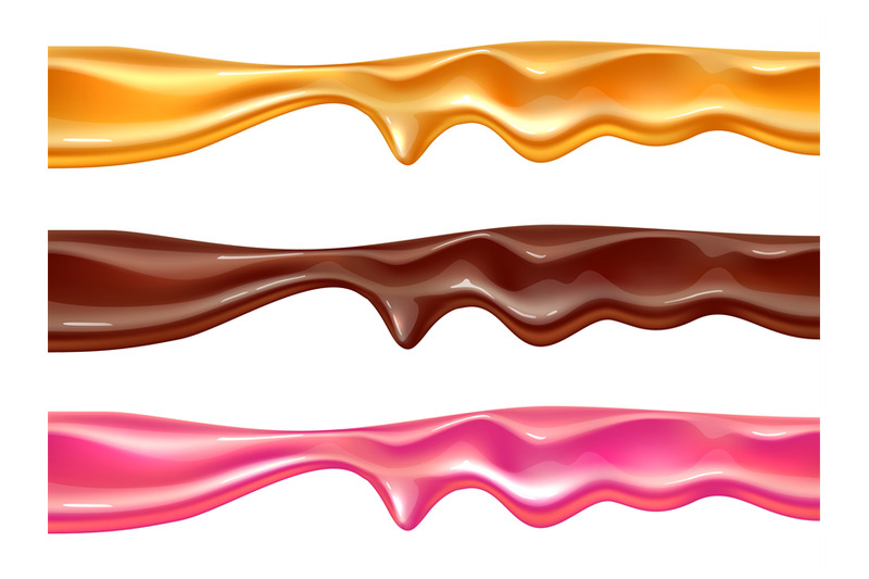 melt-color-caramel-borders-realistic-candy-viscous-mass-fluid-sweet