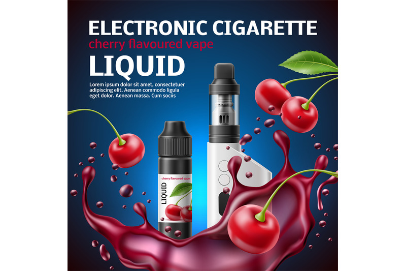 realistic-vape-shop-poster-3d-electronic-cigarette-with-cherry-taste