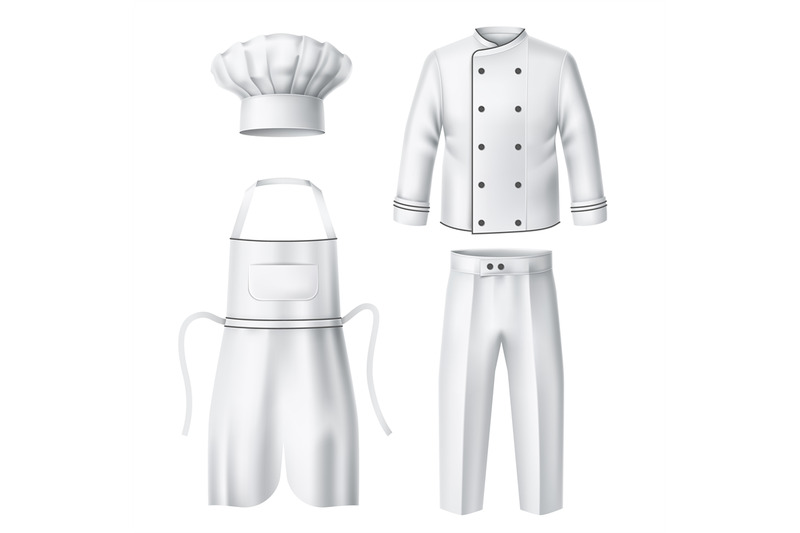 realistic-chef-uniform-cook-clothes-elements-professional-work-wear