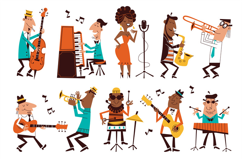 jazz-musicians-cartoon-band-characters-funny-people-different-music