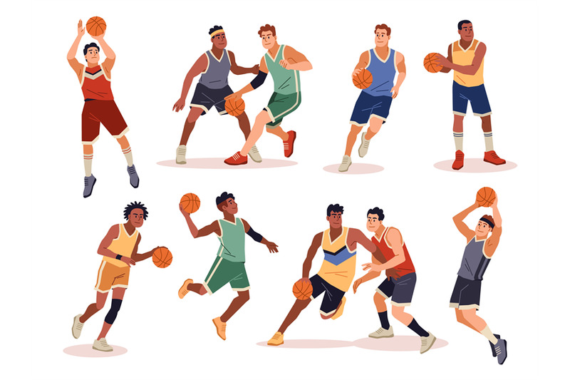 basketball-players-athletes-with-ball-in-different-poses-men-handlin