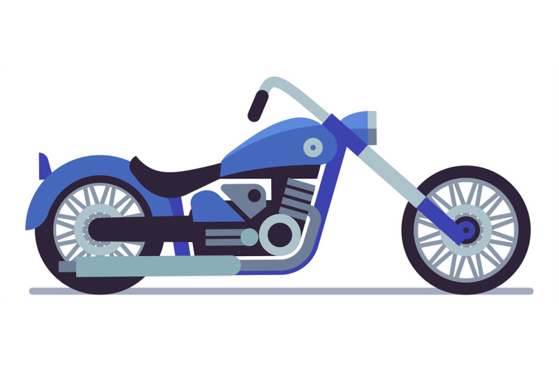 blue-motorcycle-icon-cartoon-chopper-motorbike-side-view