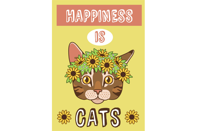 cat-card-cute-pet-postcard-animal-with-flowers-wreath-funny-phrase