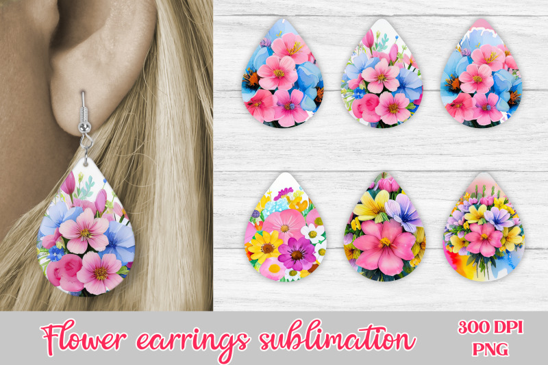 flower-earring-sublimation-flower-teardrop-earring