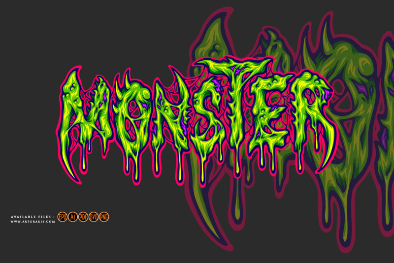 monster-zombie-melting-text-hand-lettering-illustrations