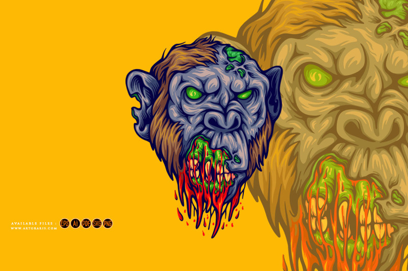 evil-monkey-head-zombie-logo-cartoon-illustrations