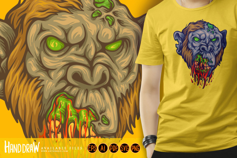 evil-monkey-head-zombie-logo-cartoon-illustrations