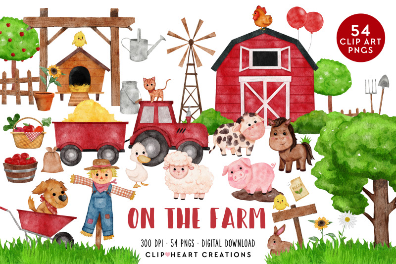 on-the-farm-red-barnyard-watercolor-clip-art