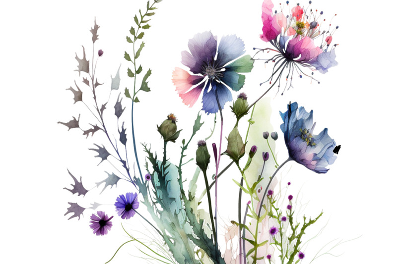 Meadow Flowers Floral Clipart By Tanya Kart | TheHungryJPEG