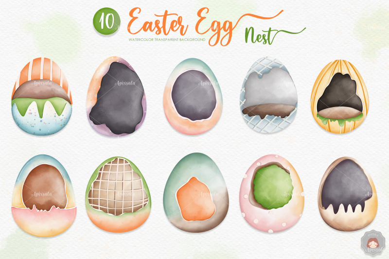 watercolor-easter-egg-nest-clipart-collection