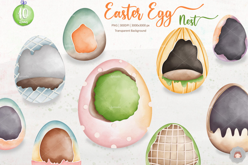 watercolor-easter-egg-nest-clipart-collection