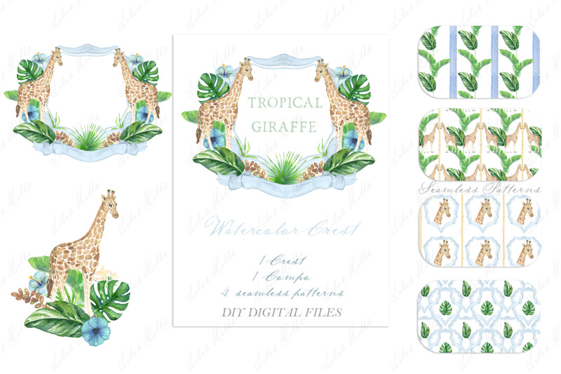 watercolor-crest-tropical-giraffe-clipart