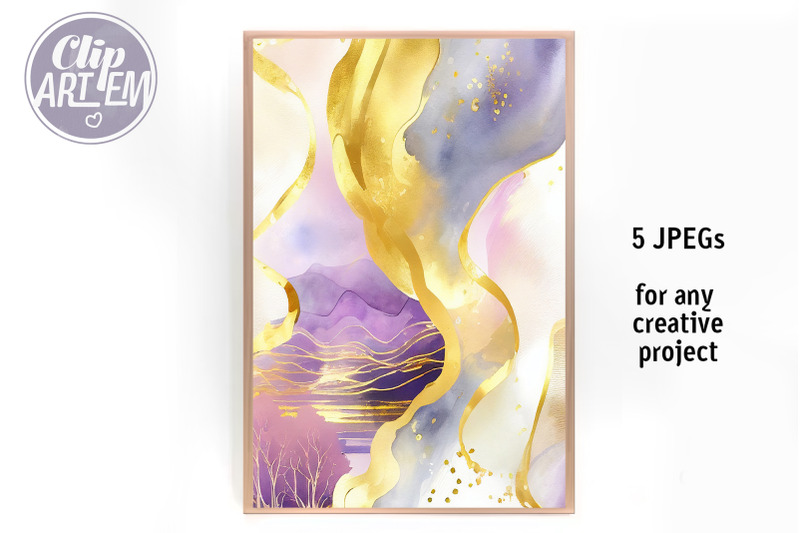 magic-purple-gold-watercolor-modern-backgrounds-bundle