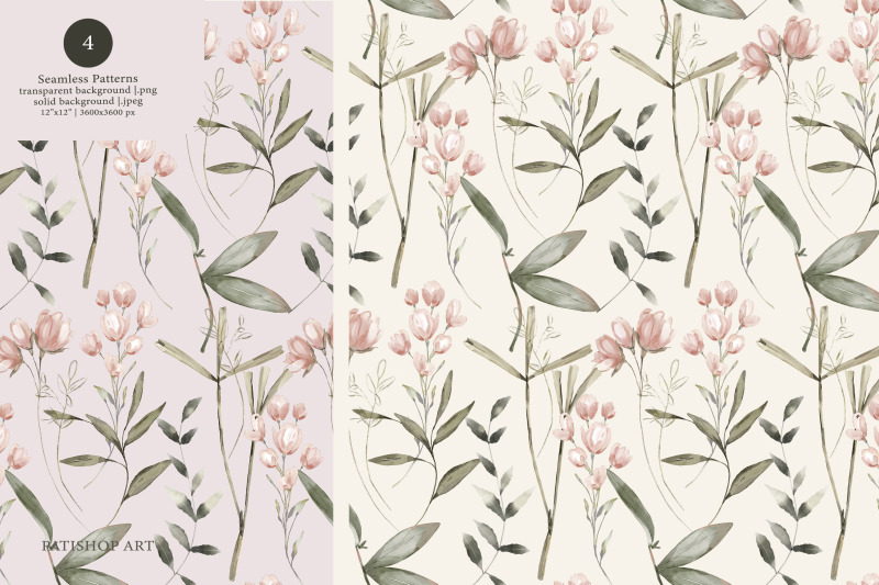 meadow-flowers-watercolor-seamless-pattern-set-digital-paper
