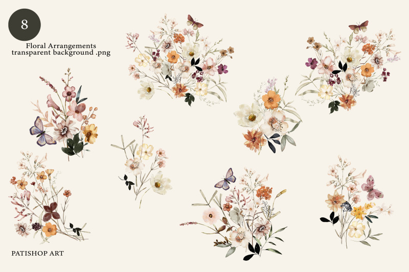 tiny-bloom-watercolor-digital-clipart-watercolor-wild-flowers