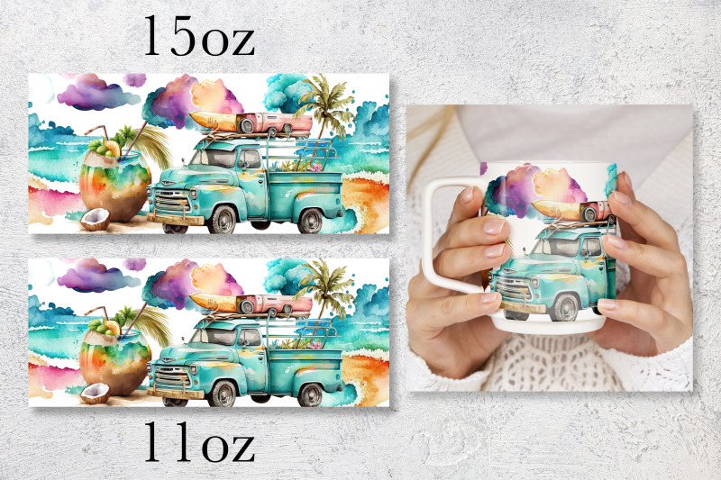 summer-mug-wrap-design-beach-truck-mug-sublimation-png