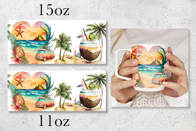 summer-mug-wrap-design-beach-truck-mug-sublimation-png